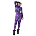 Women's bodysuit with colorful abstract fluid print and mock neck in high resolution - S / Multi Fluid Pattern