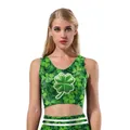Γυναικείο crop top Αγίου Πατρικίου με πράσινα τριφύλλια για γιόγκα και αθλητισμό - S / Στυλ Πράσινου Τριφυλλιού (B03082)