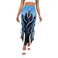 Damen Leggings mit Oktopus-Tentakel-Print, unregelmäßigem Saum und hoher Taille - S / Sternenklare Oktopus-Tentakel (B242-1011)