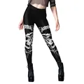 Leggings punk gotici neri a vita alta con stampe di teschi e scritte per lo yoga - Taglia S / Pantaloni e gonne / Stile Teschio Caratteri Punk (B230-1147)