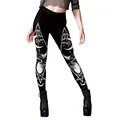 Gothic high waist yoga leggings with sphinx cat and pentagram prints in black - Sphinx Cat Rose Style (B230-1141)