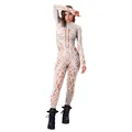 Damen Body mit weißem geometrischem Waben-Digitaldruck und Stehkragen-Design - S / Jumpsuits / B142-428