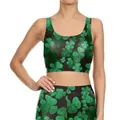 Women's St. Patrick's Day set with green shamrock print crop top and leggings - Top (B03037)