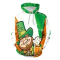 St. Patrick's Day hoodie featuring leprechaun print in green, white and orange colors - Leprechaun with Beer Print (B101-368)