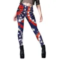 American flag style yoga leggings featuring red white and blue tie dye with star patterns - S / Tie Dye Stars Style (B230-1205)