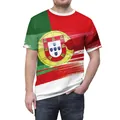 Short sleeve T-shirt featuring a digital print of the Portugal flag and national emblem - Portugal Colorblock Style (B129-9393)