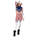Damen-Body-Set zum 4. Juli mit US-Flaggen-Sternen- und Streifenmuster-Druckdesign - S / Oberteil und Hosenstil (B142-420)