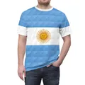 Men's Argentina flag printed short sleeve t-shirt with sun and geometric pattern - S / Argentina Geometric Style (B129-9397)