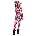 Damen Body mit 3D-Druck der US-Flagge, Sterne und Streifen für den Unabhängigkeitstag - Langarm Klassisch Sterne und Streifen (B142-424)