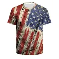 Men's retro American flag T-shirt with vintage star and stripe print for summer fashion - S / Star and Stripes Distressed Style (B129-9443)