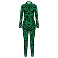 Damen Bodysuit mit geometrischem Digitaldruck, Langarm und Stammesmuster - S / Stammestattoo Print Stil (B142-441)