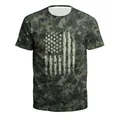 Men's summer t-shirt with tactical digital camouflage and distressed US flag print - S / Camouflage Flag Style (B129-9445)