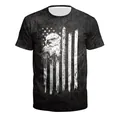 Men's black t-shirt with vintage American flag and eagle head digital print - S / Eagle Flag Style (B129-9446)