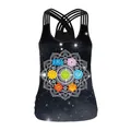 Débardeur de yoga pour femmes avec symboles chakra colorés et imprimé mandala galaxie - Style de Mandala Chakra Coloré (B104-067)