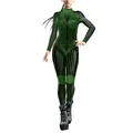 Neon green geometric pattern bodysuit with long sleeves for Halloween costume - S / Black Neon Green Tech (B142-442)