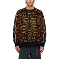 Sudadera de Halloween negra con estampado digital de esqueleto naranja y calabaza - M / Estampado Esqueleto Calabaza Negro (WWYS1032)