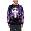 Sweat à capuche tie-dye violet avec imprimé tête de mort Jack Skellington d'Halloween - Tête de Mort Tie-dye Violet Noir (WWYS1033)