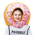 Funny pink strawberry donut headwear costume accessory with colorful sprinkles and prop text - Donut Headgear Style (PD-1015)