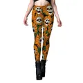 Damen-Yoga-Leggings mit Sonnenblumen- und Totenkopfmuster für Halloween in Schwarz - M / Sonnenblumen-Totenkopf-Stil (B416-1013)