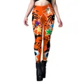Leggings de yoga Halloween orange pour femmes avec imprimés araignées et fantômes - Style Motif Halloween Orange (B416-1014)