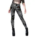 Leggings de yoga de Halloween para mujer con telarañas blancas y estrellas de colores - Estilo Estrellas Telaraña Negra (B416-1034)
