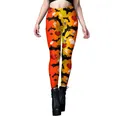 Damen Halloween Leggings mit Farbverlauf und Geister- sowie Fledermaus-Prints - L / Bunter Farbverlauf Halloween Stil (B416-1016)