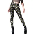 Women's black yoga leggings with yellow cartoon cat eye prints and high-waisted design - S / Black Cat Face Yellow Cat Eye Style (B416-1040)