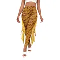 Women's gold mermaid scale leggings with 3D fin side details and high waist fit - S / Gold Dragon Scale (B242-1024)