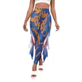 Women's Little Mermaid cosplay leggings with blue and orange fish scale print and fins - Blue Orange Scale (B242-1025)