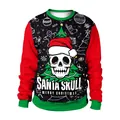 Christmas Santa Skull sweatshirt with festive digital prints and contrasting red sleeves - M / Black Red Christmas Skull (SB102-135)