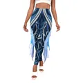Blue mermaid scale leggings with 3D fin decorations and digital print high waist fit - Blue White Intertwined Scale (B242-1027)
