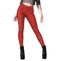 Leggings de Noël rouges pour femmes avec imprimés sapins festifs et taille haute - Style Fond Rouge Sapin de Noël Vert (B416-1084)