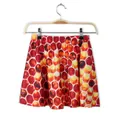 Women's summer pleated skirt with red and orange hexagonal honeycomb digital print - One Size / Honeycomb Geometric Print Style (BZQ1023)