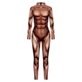 Heren bodysuit met realistische spierprint digitaal gedrukt voor Halloween cosplay - S / Diep Nude Spier