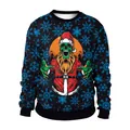 Christmas sweatshirt with green skeleton Santa and blue snowflake pattern in black - M / Black Blue Zombie Santa (SB102-136)