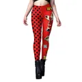 Christmas leggings for women featuring red polka dots and festive Santa Claus prints - S / Red Polka Dot Christmas Style (B416-1080)