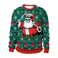 Weihnachtspullover mit Totenkopf-Motiv, grün-rotes Feiertagsmuster für Paare - Weihnachtsgrün Rote Manschette (SB102-140)