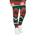 Kids Christmas jogger pants with red and green festive tree print and ribbed cuffs - XS(110CM) / Christmas Tree Print Pants (T102-044)