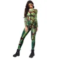 Halloween zombie nurse cosplay bodysuit with green bloodstain digital printing - S / Zombie Stitch Style (B142-380)