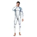Men's animal cosplay bodysuit with wolf fur print and 3D simulated muscle graphics - S / Husky Muscle Print (B142-479)