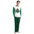 Kerstpyjama voor heren met groen geruite broek en shirt met Merry Christmas print - M / Groene Ruitjes Kerstboom Mannen (B240-1021)