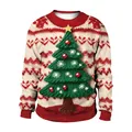 Ronde hals sweatshirt met kerstboomprint in feestelijke rode, witte en groene kleuren - M / Witte Kerstboom (SB102-143)