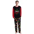 Men's Christmas loungewear set with Merry Christmas print and red festive patterned pants - M / Red Christmas Pattern - Men (B240-1022)