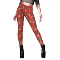 Legging de Noël rouge avec imprimés numériques de rennes et chaussettes pour femmes - S / Imprimé Ornement de Bas Rouge (B416-1123)