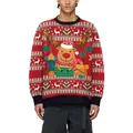 Sweat de Noël rouge pour homme avec imprimé renne cartoon et motifs de flocons de neige - S / Style Renne Nordique Rouge (SWYS144)