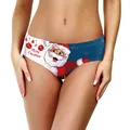 Kerstslip voor dames met cartoon kerstman print en Merry Christmas tekst - S/M / Driekleurig Patchwork Kerstman (B153-070)