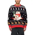 Black Christmas sweater featuring polar bear, penguin, and reindeer patterns in casual style - Penguin Polar Bear Style (SWYS146)