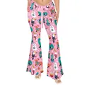 Pantalones de campana rosas para mujer con estampados navideños de teckel y cactus - S / Rosa Dibujos Animados (GA353-1001)