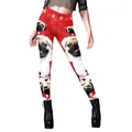 Weihnachtsleggings für Damen mit Mops-Digitaldruck und festlichem rotem Feiertagsdesign - S / Roter Weihnachts-Mops-Stil (B416-1119)