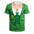 Women's St. Patrick's Day 3D print T-shirt featuring green vest and shamrock graphics - S / Fake Vest Corset Style (B129-9317)
